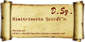 Dimitrievits Szirén névjegykártya